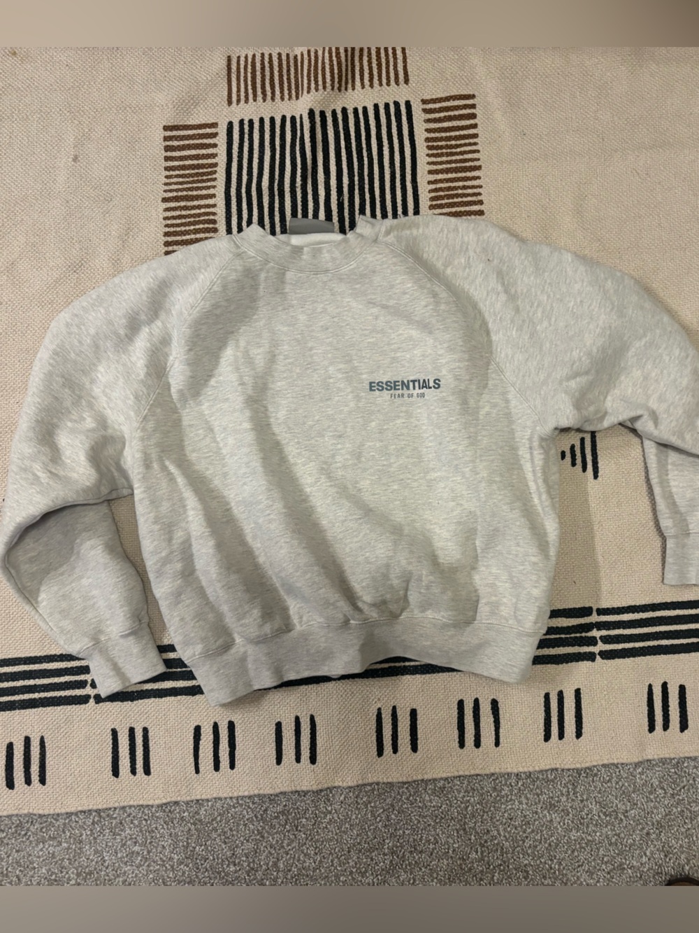 ESSENTIALS Light Gray Crewneck Sweatshirt with Subtle Logo
